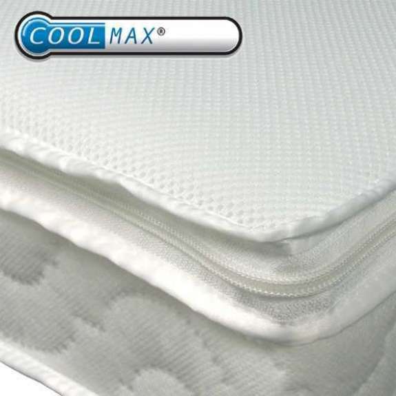 Deluxe Sprung Cot Bed Mattress / Coolmax is a very special fully sprung mattress with a unique honeycomb / spacer fabric cover which is designed to keep baby cool & disperse moisture.