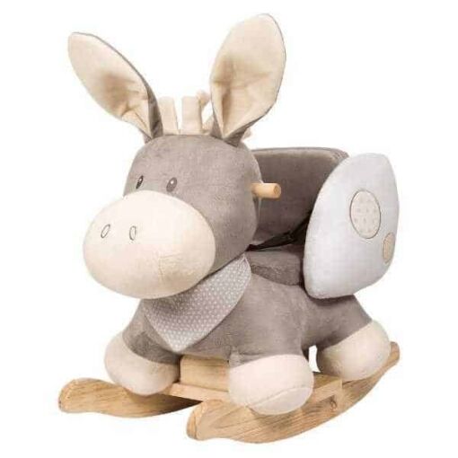 Nattou Rocking Donkey comes with a padded, plush comfortable seat with a wooden footrest and handles for your child's comfort whilst they play.