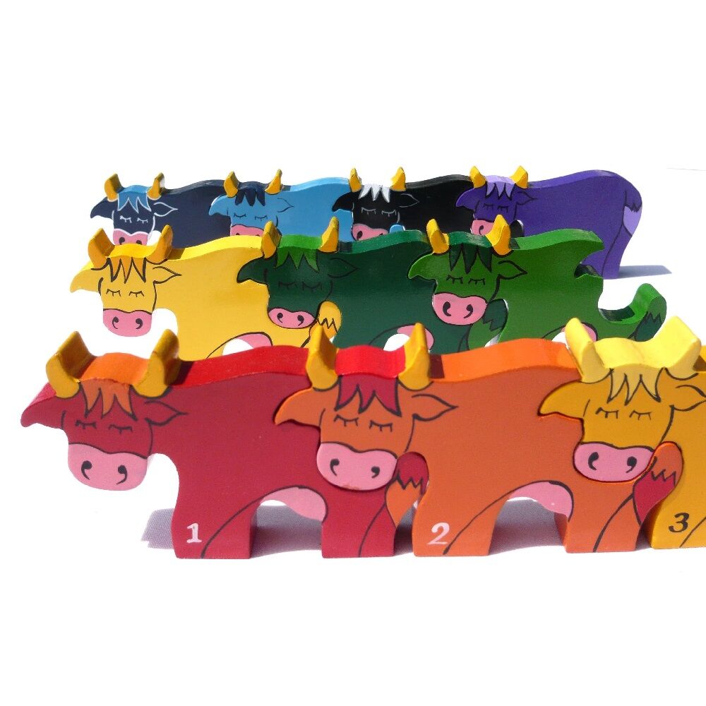 Alphabet Jigsaw Numbers Jigsaw Cows In A Row, a chunky wooden Jigsaw that is a fun engaging way for your little one to learn their numbers 1-10