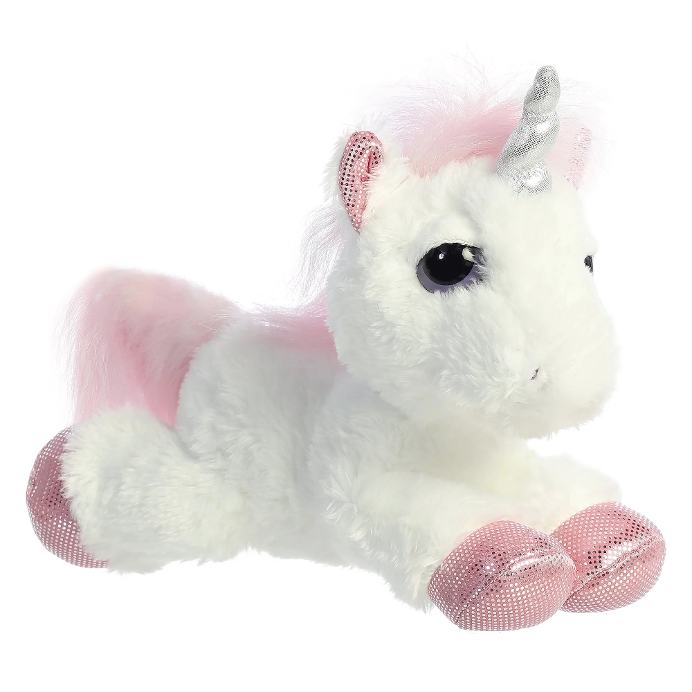 This Aurora Dreamy Eyes Unicorn is a super cute, soft toy in a heavenly white, with a pink mane, tail and feet, that is suitable for all ages.