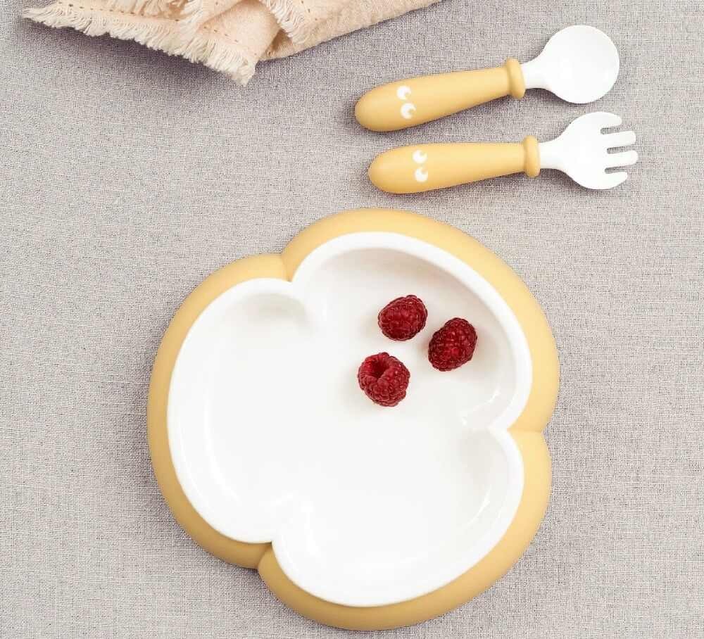 BabyBjorn Plate Spoon & Fork Set 2pk - Powder Yellow - Image 2