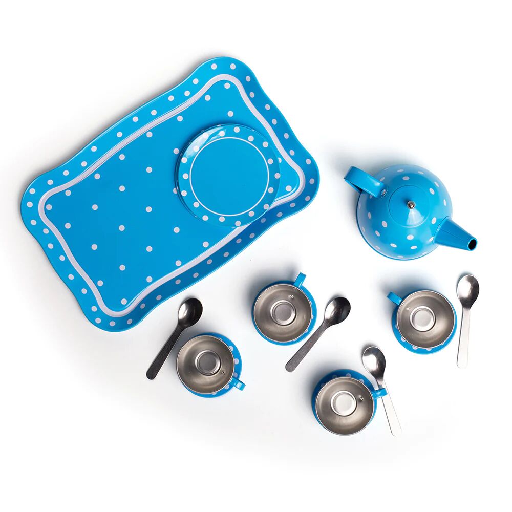 Bigjigs Blue Polka Dot Tea Set - Image 5