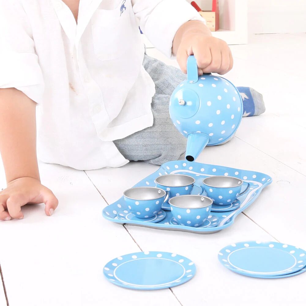 Bigjigs Blue Polka Dot Tea Set - Image 8