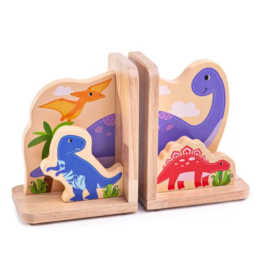 Bigjigs Dinosaur Bookends are sure to liven up any room or play area and keep everything neat and tidy! Crafted from wood, they are super sturdy!