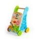 Bigjigs Flower Activity Walker, a wonderful wooden toy baby walker featuring a sliding sun, a spinning flower, bright beads on a colourful wire, plus sorting blocks and a duck runner.