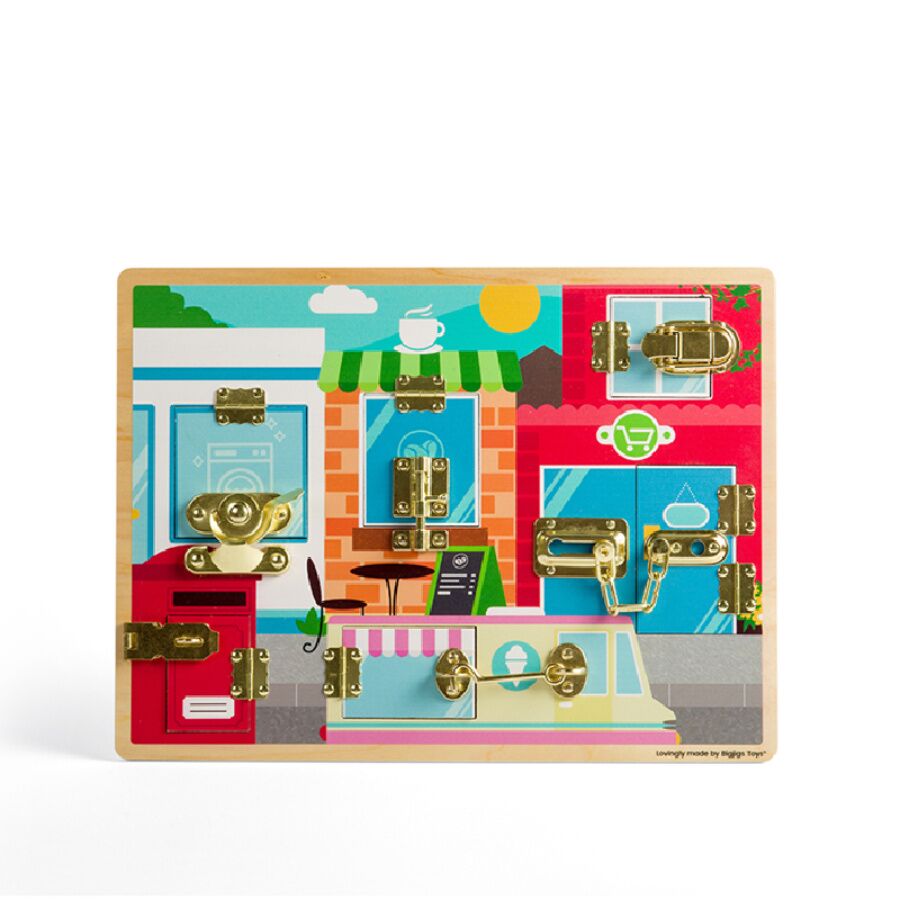 Bigjigs Latches & Catches Board will keep your children occupied, little hands can learn how to use the different fixtures, suitable from 2 years +