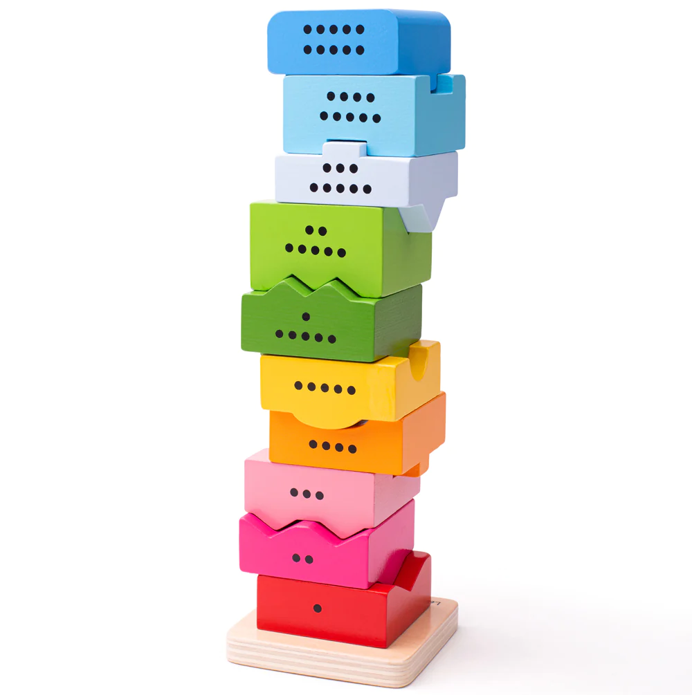 Bigjigs Number Tower is a brightly coloured wooden educational toy and is a fun way for a child to learn their numbers whilst having fun.
