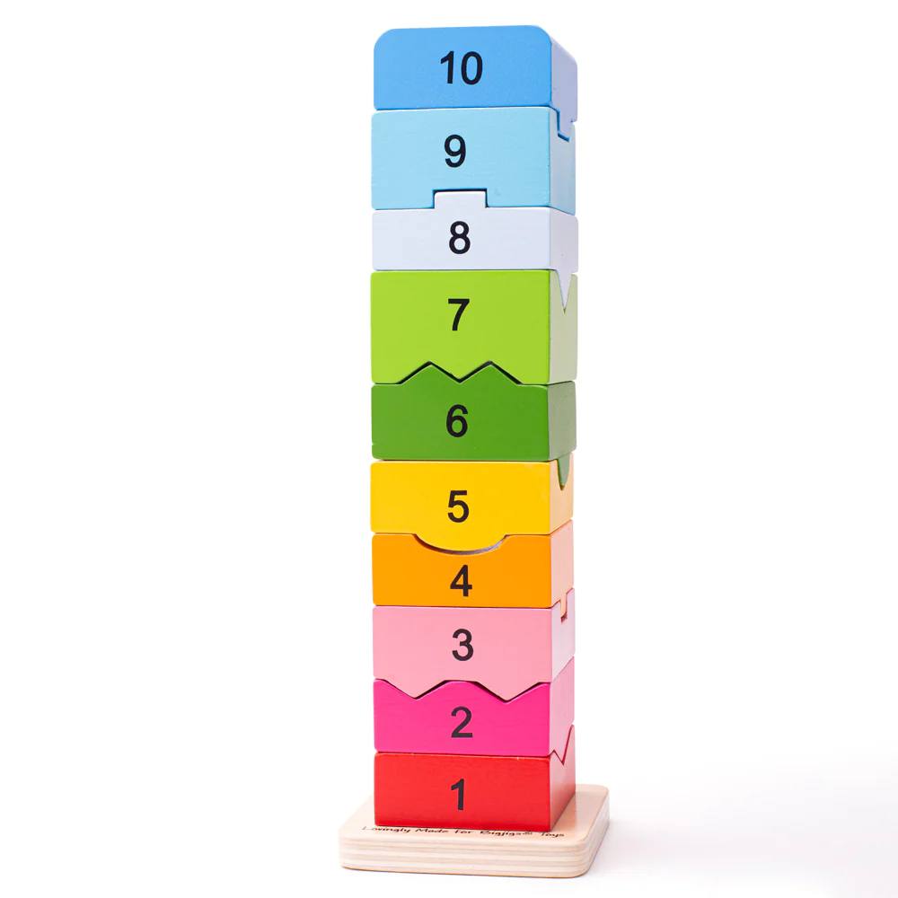 Bigjigs Number Tower is a brightly coloured wooden educational toy and is a fun way for a child to learn their numbers whilst having fun.