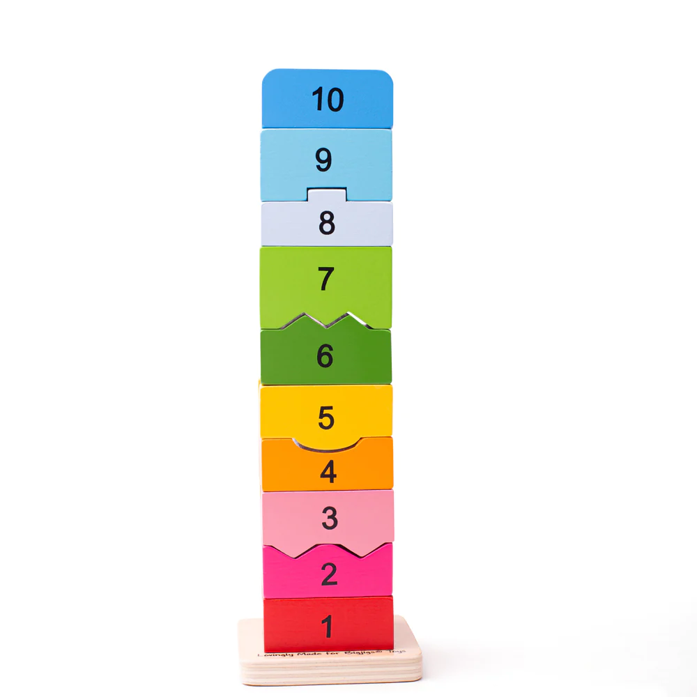 Bigjigs Number Tower is a brightly coloured wooden educational toy and is a fun way for a child to learn their numbers whilst having fun.