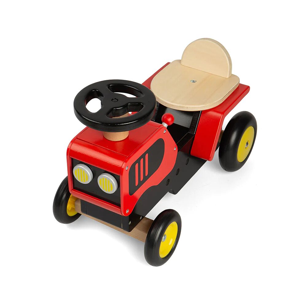 Bigjigs Ride on Tractor features a squeaky horn, moveable gear stick and steering axle, so little labourers can easily manoeuvre the front wheels to the left and right.