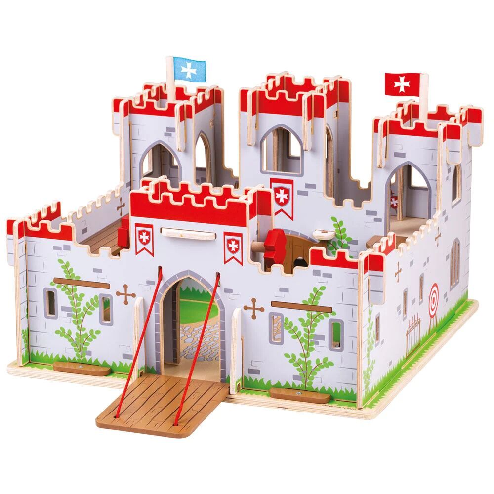 Bigjigs King George's Castle is exquisite wooden castle featuring a fully functioning drawbridge, balconies and working doors. There's even a secret door so the knights can sneak out without being seen by the enemy!