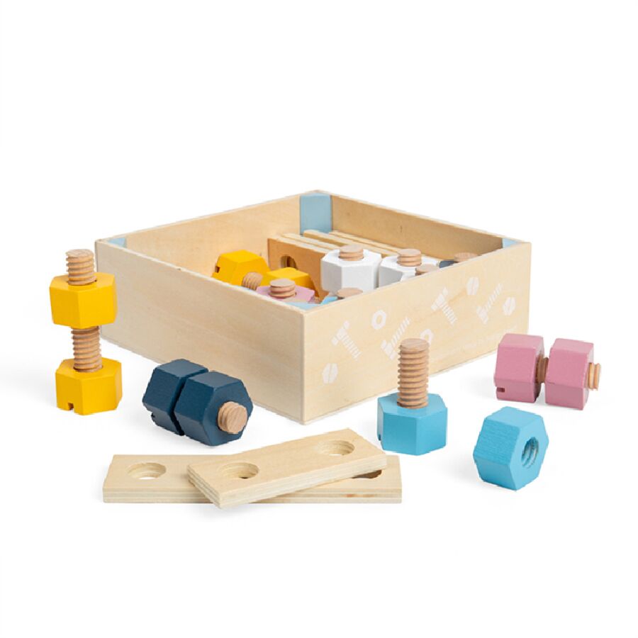 Bigjigs Crate of Nuts and Bolts would be great for little crafters, on their next DIY project, the chunky pieces being ideal for little hands to grip, hold and examine as they play.