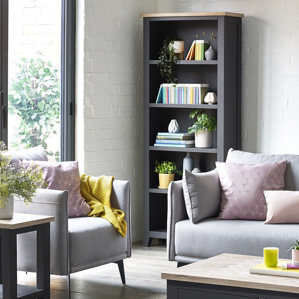 Bordeaux Tall Bookcase - Dark Grey - Image 2
