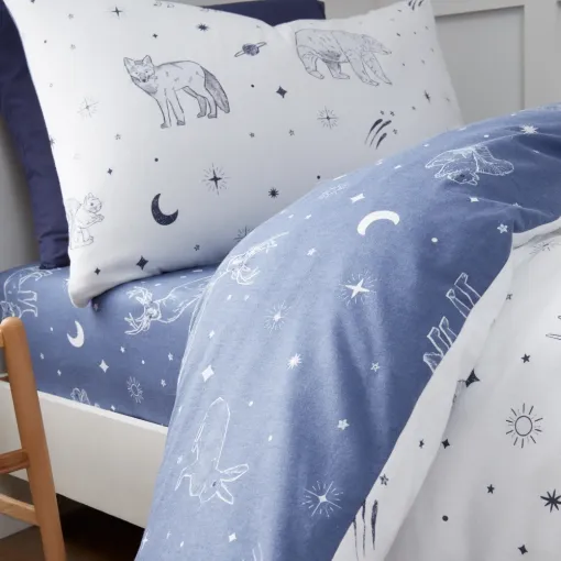 Brushed Starlight Navy Toddler Fitted Sheet 2