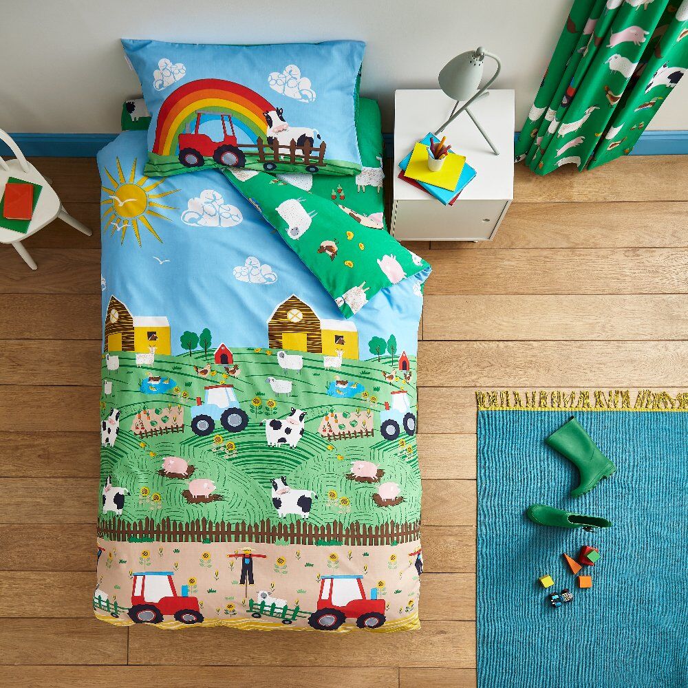 Farmyard Toddler Duvet Cover Set, wonderful reversible kids bedding from Catherine Lansfield that would be ideal for any child that loves all things Farm.