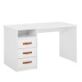 Cool Kids Desk is a sturdy, stylish and practical desk featuring an open shelf, three soft-close drawers with leather pulls and a generous work area.
