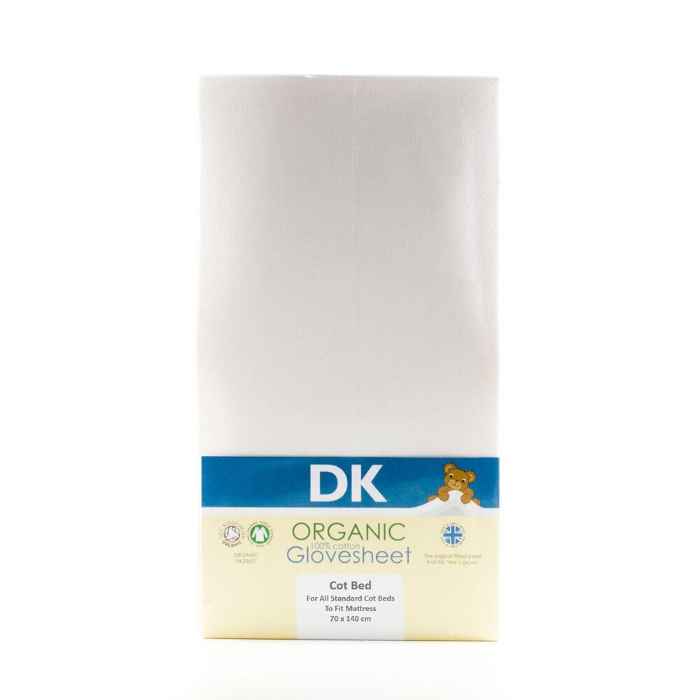 The DK Organic Cotton Cot Bed Fitted Sheet is made to fit like a glove, manufactured using only top quality yarns for your baby