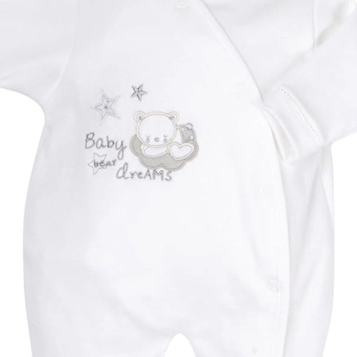Dandelion Baby Bear Dreams Cotton Sleepsuit White 2