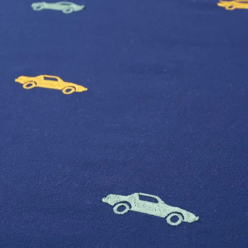 Embroidered Cars Blue Single Duvet Cover Set 4