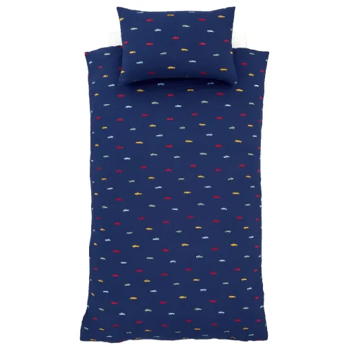 Embroidered Cars Blue Single Duvet Cover Set 5
