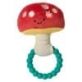This Fairyland Mushroom Teether Rattle by Mary Meyer, features a red mushroom, charming spots and embroidered eyes and smile for total softness