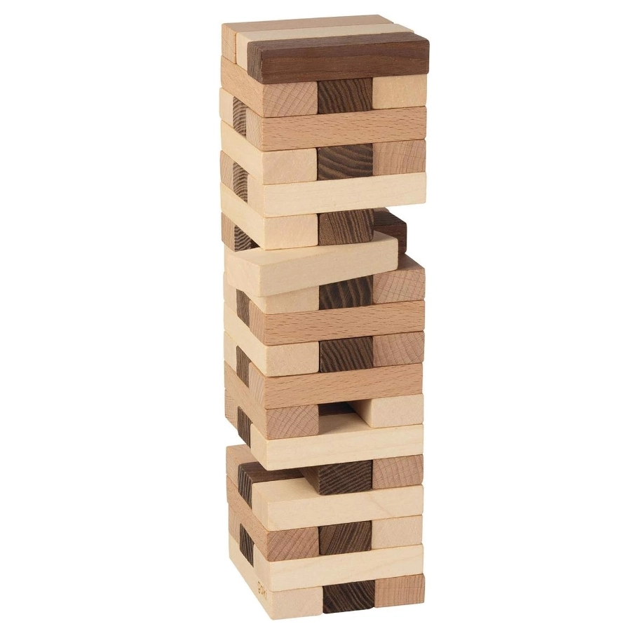 Goki Tumbling Tower Wooden Puzzle is a test of skill and patience. The player who makes the tower tumble has lost! Great Family Game