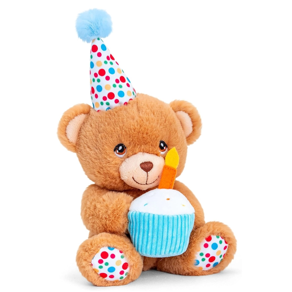 Keeleco Happy Birthday Bear is an adorable Eco Plush companion designed to make any birthday extra special.