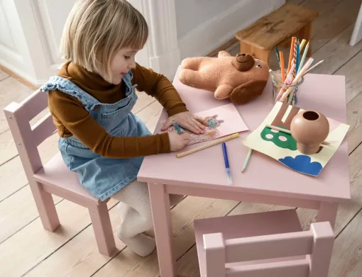 Hoppekids Table & 2 Chairs set Pink 3