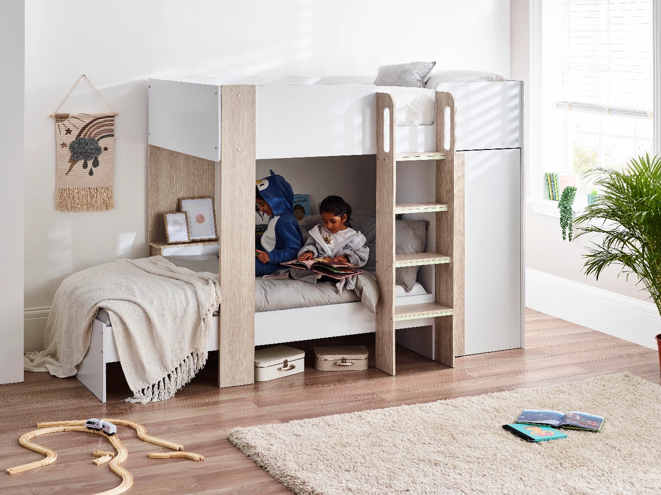Horizon Bunk Bed - Pale Wood And White - Image 2