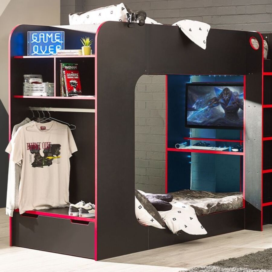 Impact Gaming Bunk Bed - Black / Red - Image 3