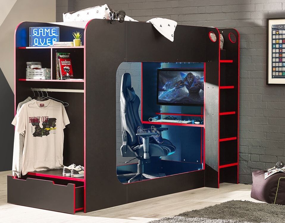 Impact Gaming Bunk Bed - Black / Red - Image 2