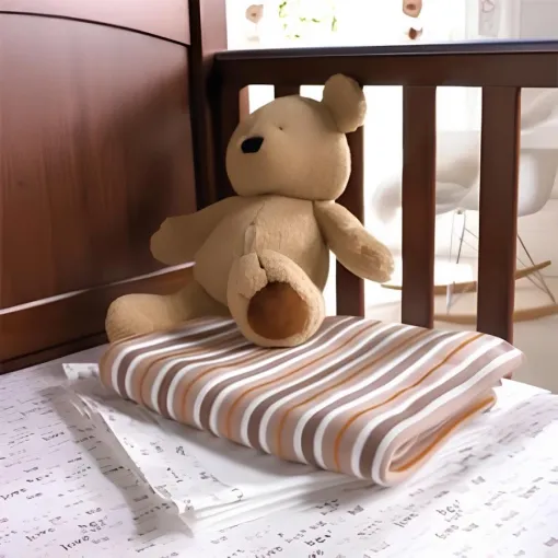 Izziwotnot Candy Stripe Knitted Baby Blanket in Mocha combines comfort, quality, and timeless charm, keeping your baby wrapped up in style.