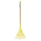 Janod Happy Garden Large Leaf Rake, a child sized metal rake with a wooden handle that would be great for introducing your child to the joy of gardening.