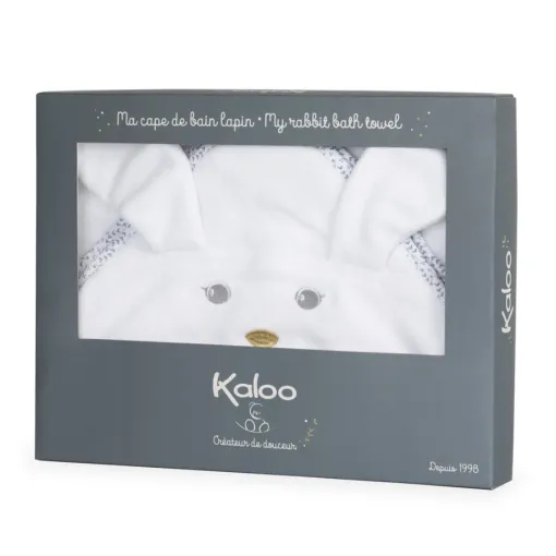 Kaloo Perle My Rabbit Bath Towel is a 100% soft, absorbent cotton hooded towel with rabbit ears