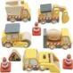 Le Toy Van Construction Set of 5 100% FSC wooden vehicles with working parts - lifting crane, scoop, roller, digger and tip-up truck and two traffic cones.