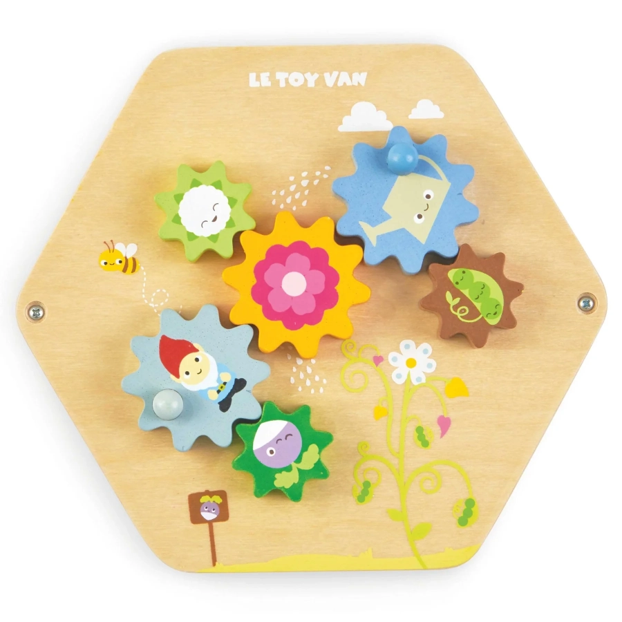 This Le Toy Van Gears Activity Tile can be wall mounted, played with on a table top or even on the floor. Good for developing fine motor skills.