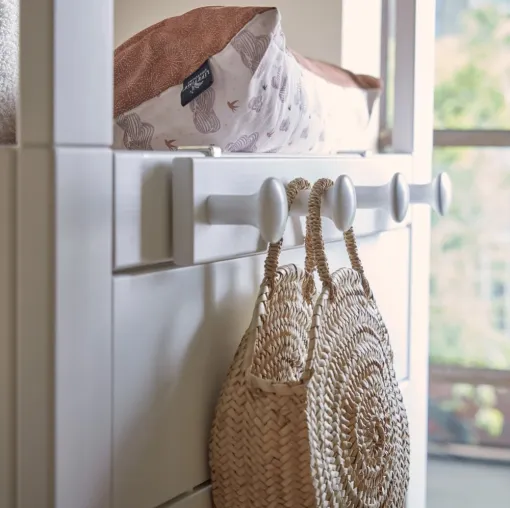 This Lifetime Coat Rack can be readily attached to any horizontal element of a Lifetime Bed or wall mounted.