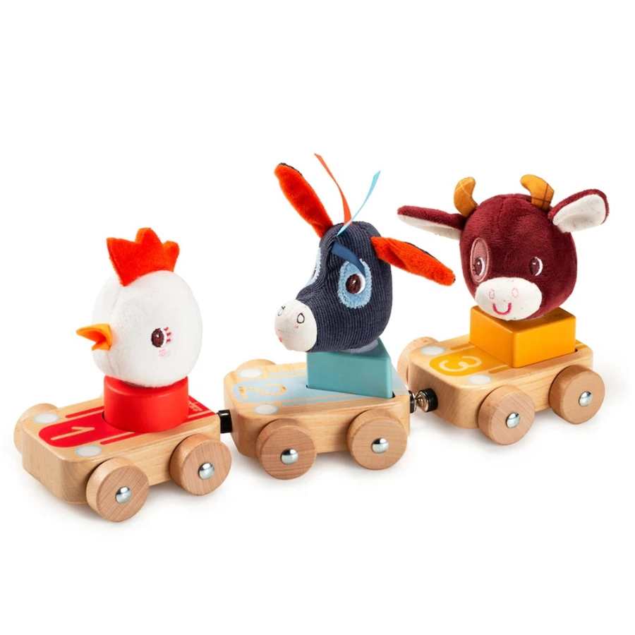 Lilliputiens Farm Chain of Cars is a wonderful little farm set featuring Paulette, Ignace and Rosalie each in their own car.