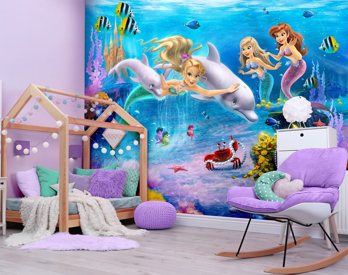 This Walltastic Magical Mermaid Wall Mural, is a wonderfully illustrated wall mural that would instantly transform any kids room or playroom.