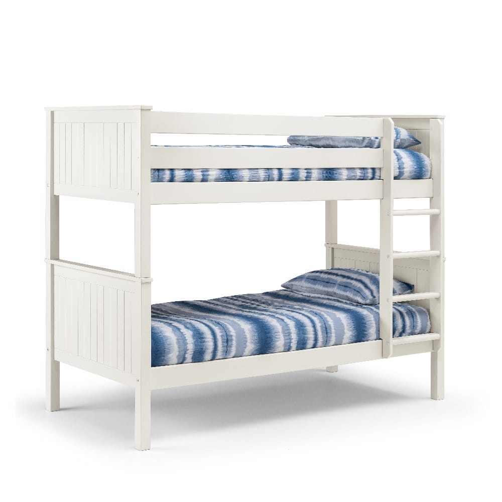 Maine Bunk Bed in Surf White features clean lines, paneled headboards & footboards and simple styling which offers a modern and timeless look