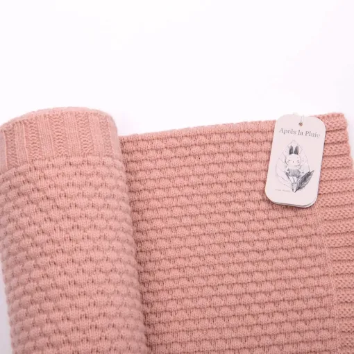 Moulin Roty Apres La Pluie Pink Knitted Blanket / Wool Blend - Image 2
