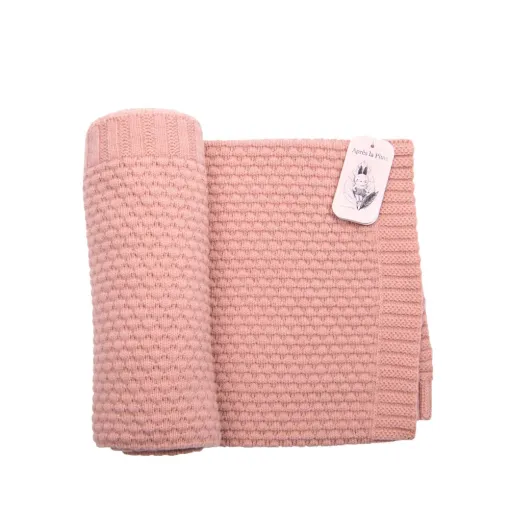 Moulin Roty Apres La Pluie Pink Knitted Blanket / Wool Blend - Image 3
