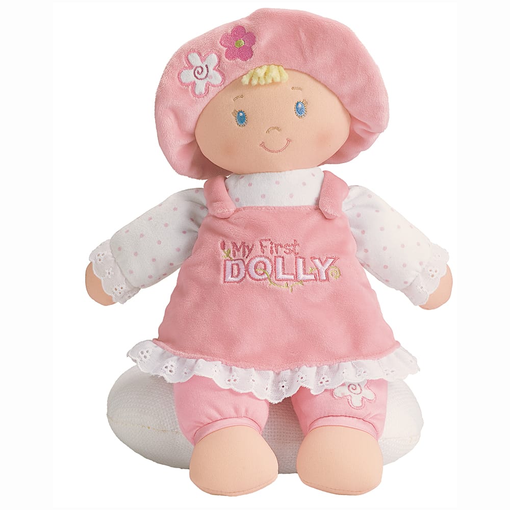 Gund My First Dolly - Blonde is a gorgeous pink baby safe doll featuring an adorable embroidered pink dress that is suitable from Birth.