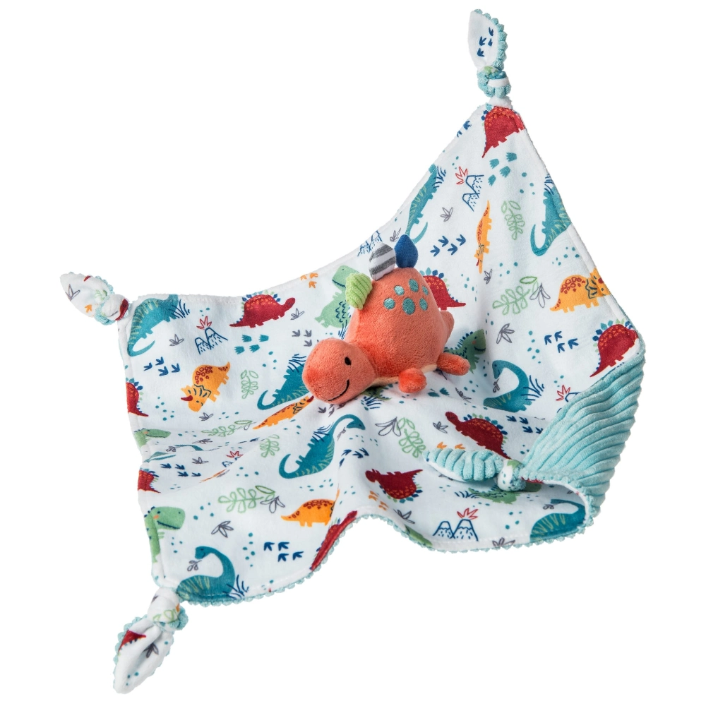Pebblesaurus Character Blanket is a super soft baby comforter featuring embroidered detailing and a stuffed dino in the centre