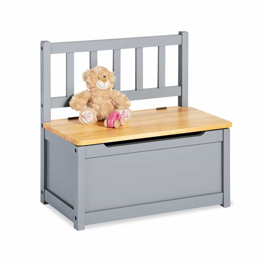 Pinolino Bench Fenna is a sturdy wooden storage bench with a soft close lid and fingersafe, finished in Grey with a Natural Wood seat.