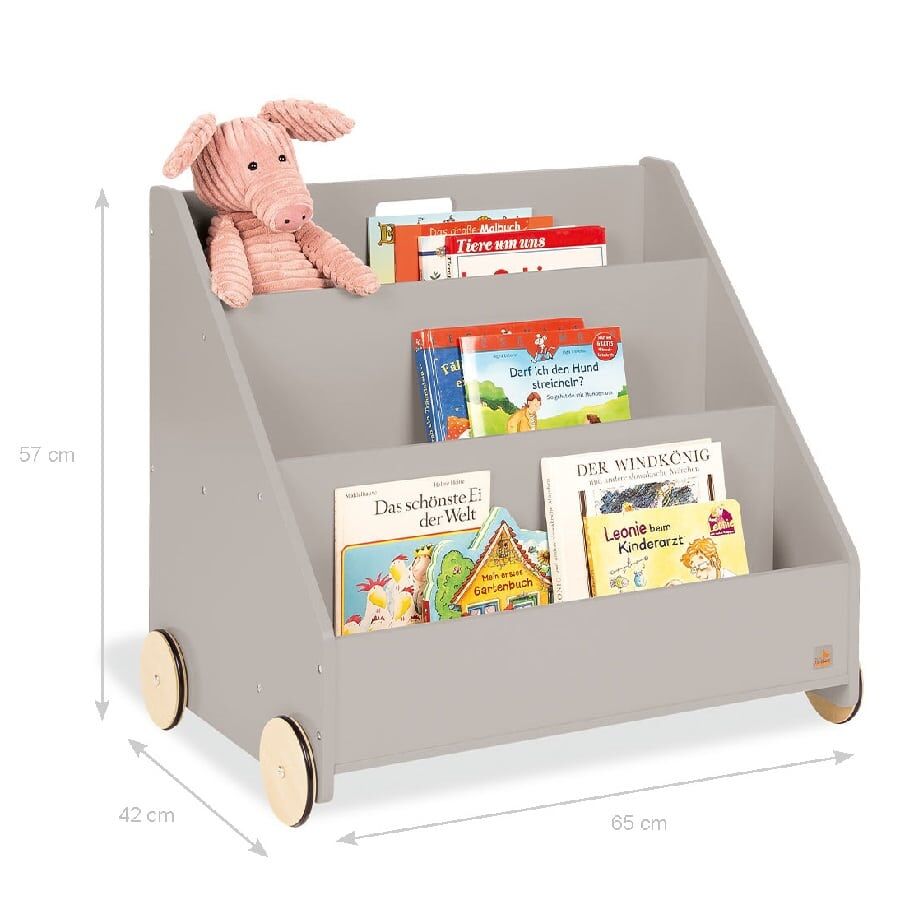 Pinolino Childrens Book Storage With Wheels - Grey - Image 2