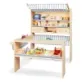Pinolino Wooden Play Shop Lucy is a natural wooden play store with contemporary grey accents and grey and white awning. Includes 4 drawers