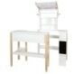 Small Foot Play Store is a versatile two part wooden play shop, complete with shelves in the front and sides, closable storage compartments on the counter, and a chalkboard.