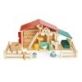 Tender Leaf Farm & Accessories is an open plan wooden play farm that makes it easily accessible for little hands and comes with animals and features.