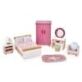 Tenderleaf Toys Bedroom Set is painted in soft dusty pinks this room evokes the splendour of any designer bedroom, Suitable for 3 years +